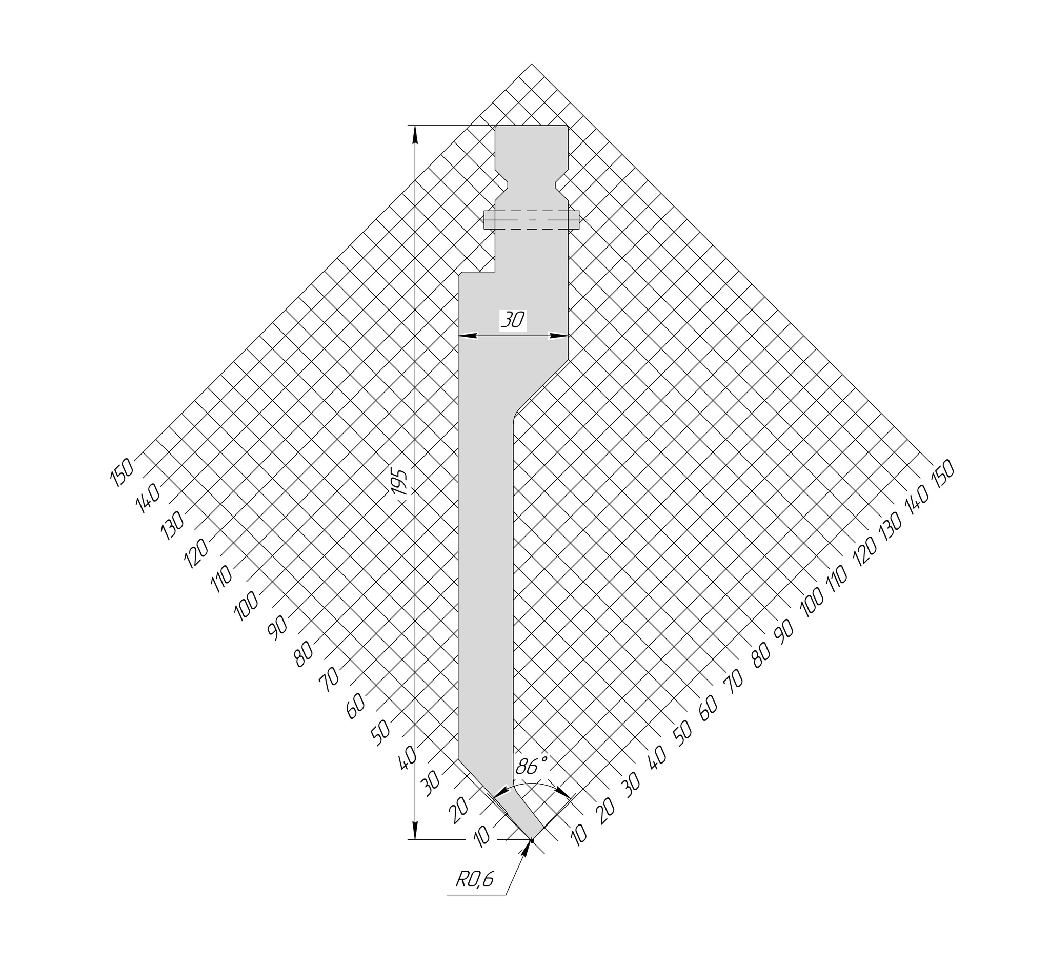 Пуансон TP 1234 86° H195 R0,6