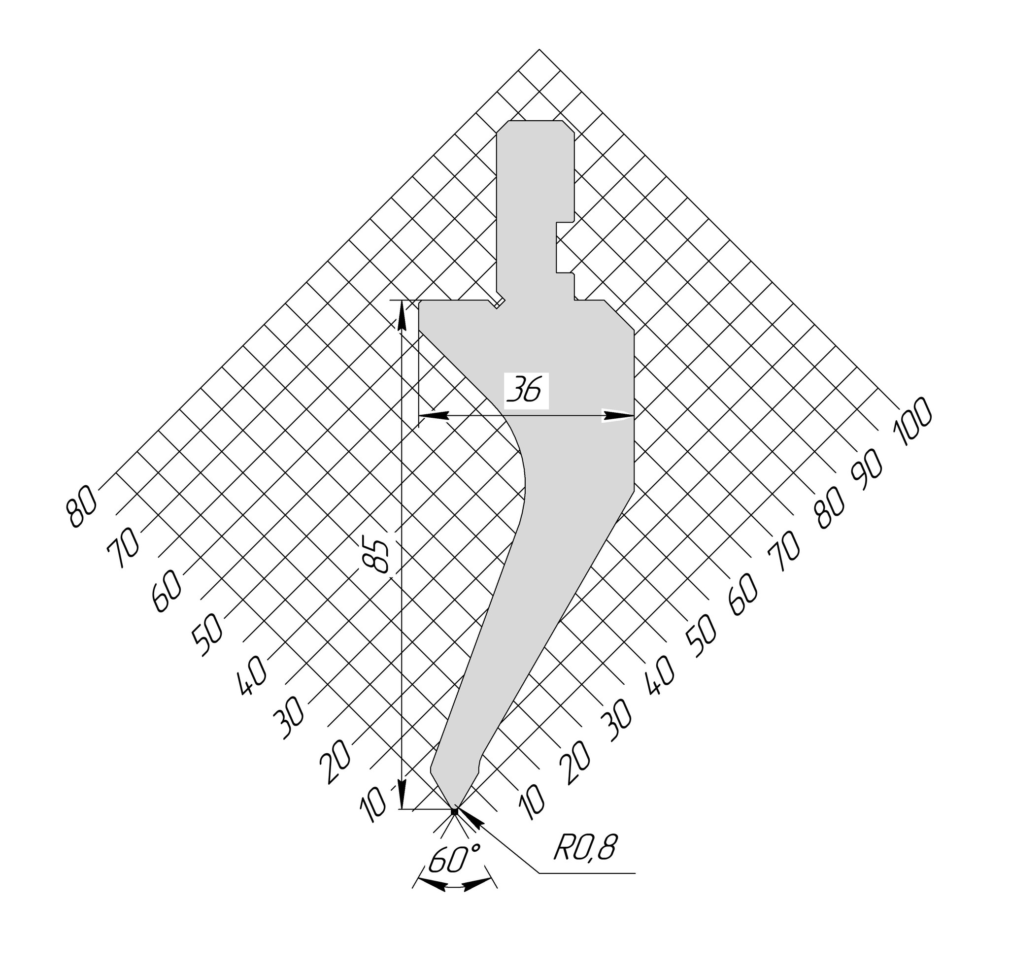 Пуансон AP 1162 60° H85 R0,8