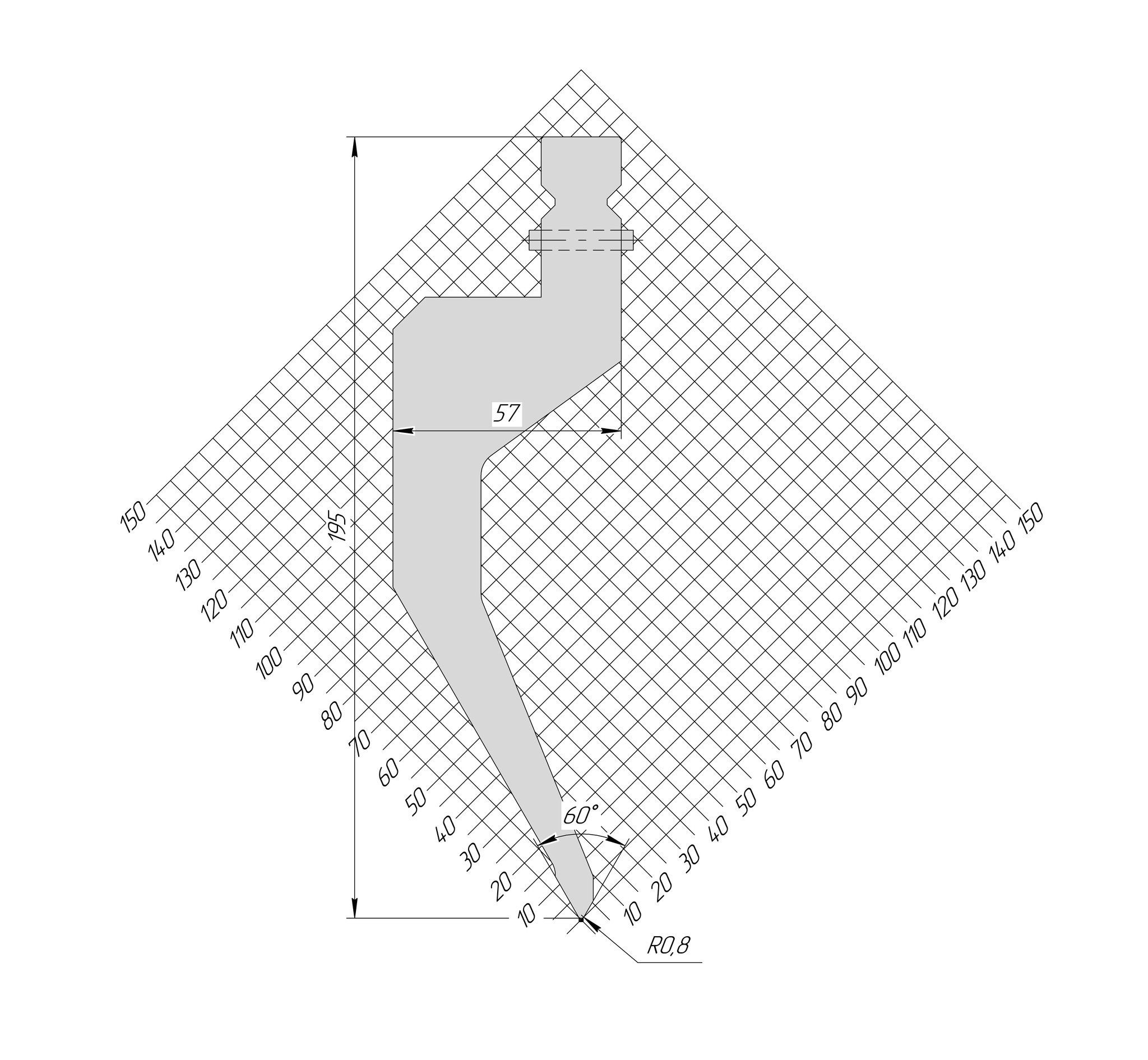 Пуансон TP 1236 60° H195 R0,8