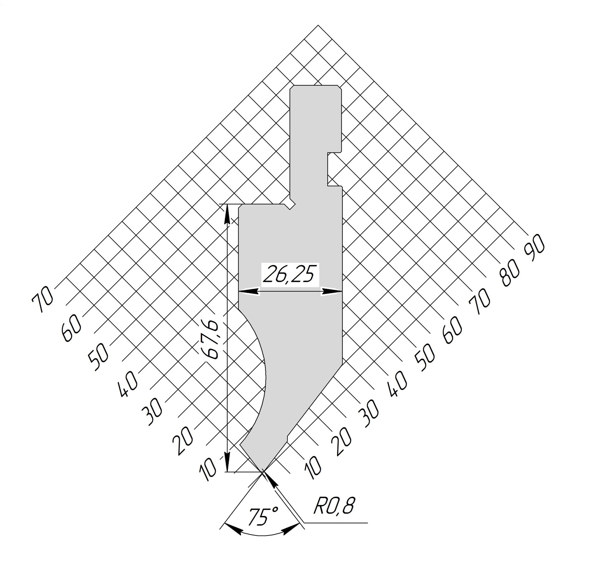 Пуансон AP 9775 75° H67,6 R0,8