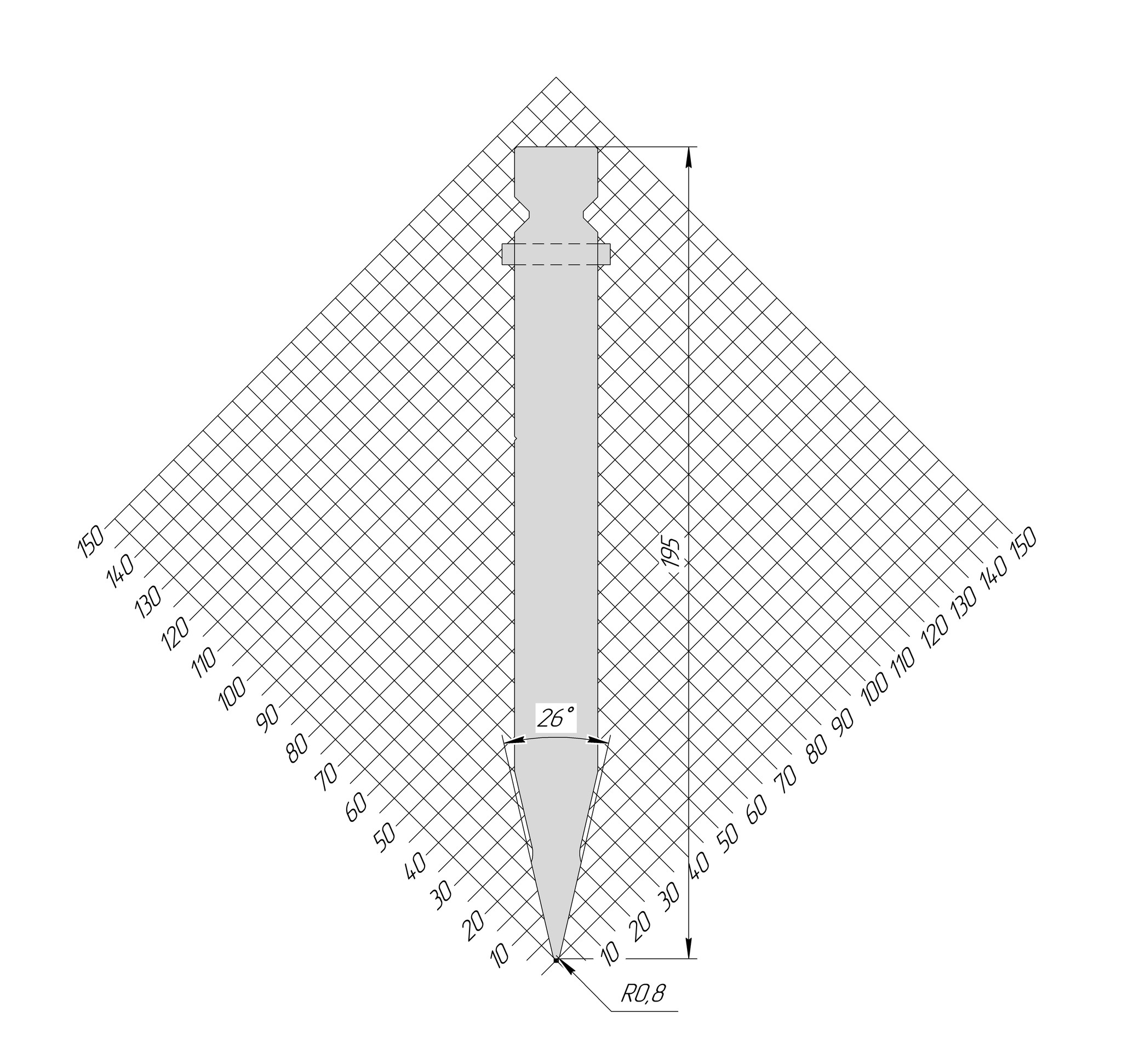 Пуансон TP 1316 26° H195 R0,8