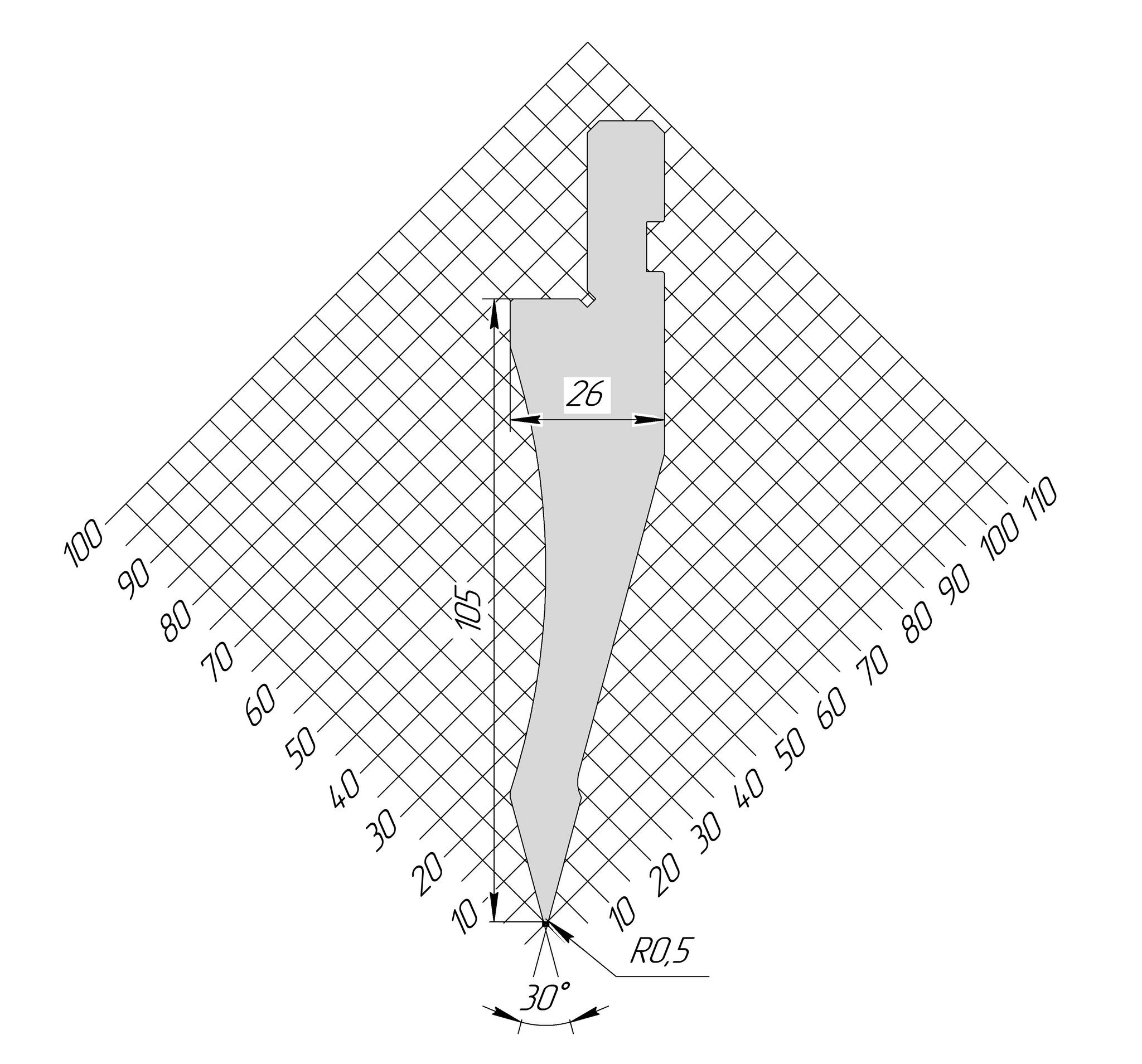 Пуансон AP 1055 30° H105 R0,5