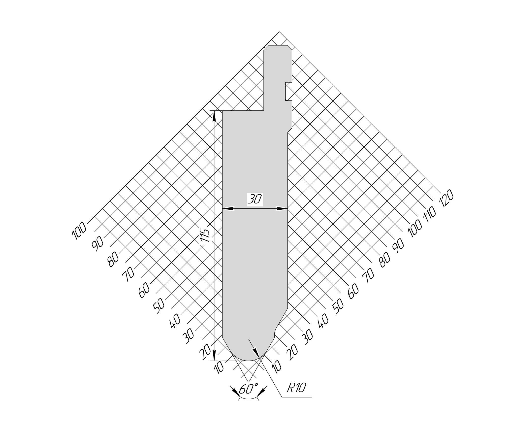 Пуансон AP 1283 60° H115 R10