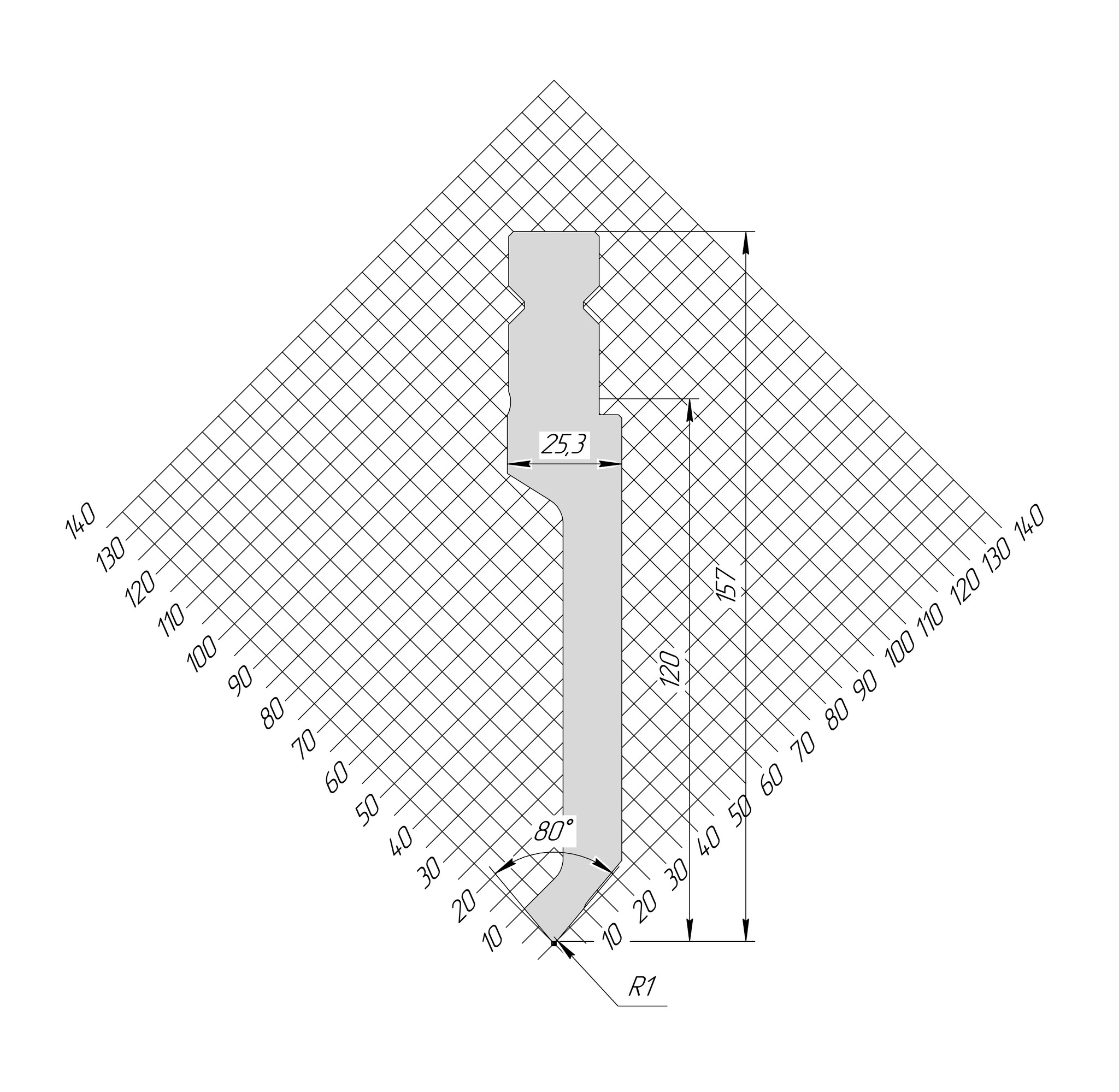 Пуансон WP 1329 80° H157 R1