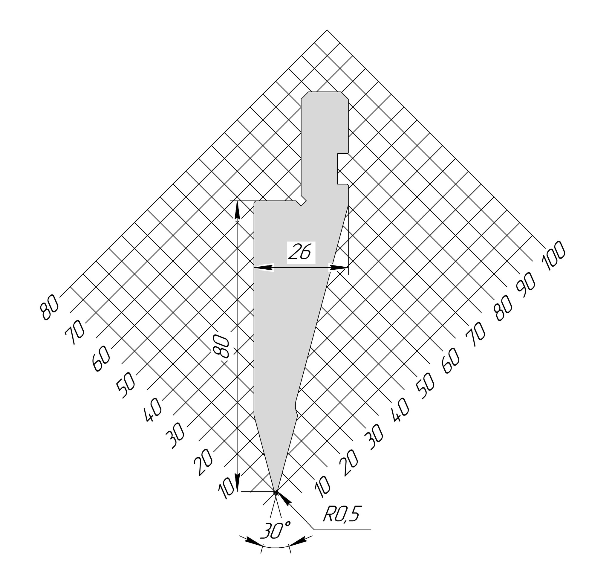 Пуансон AP 1056 30° H80 R0,5