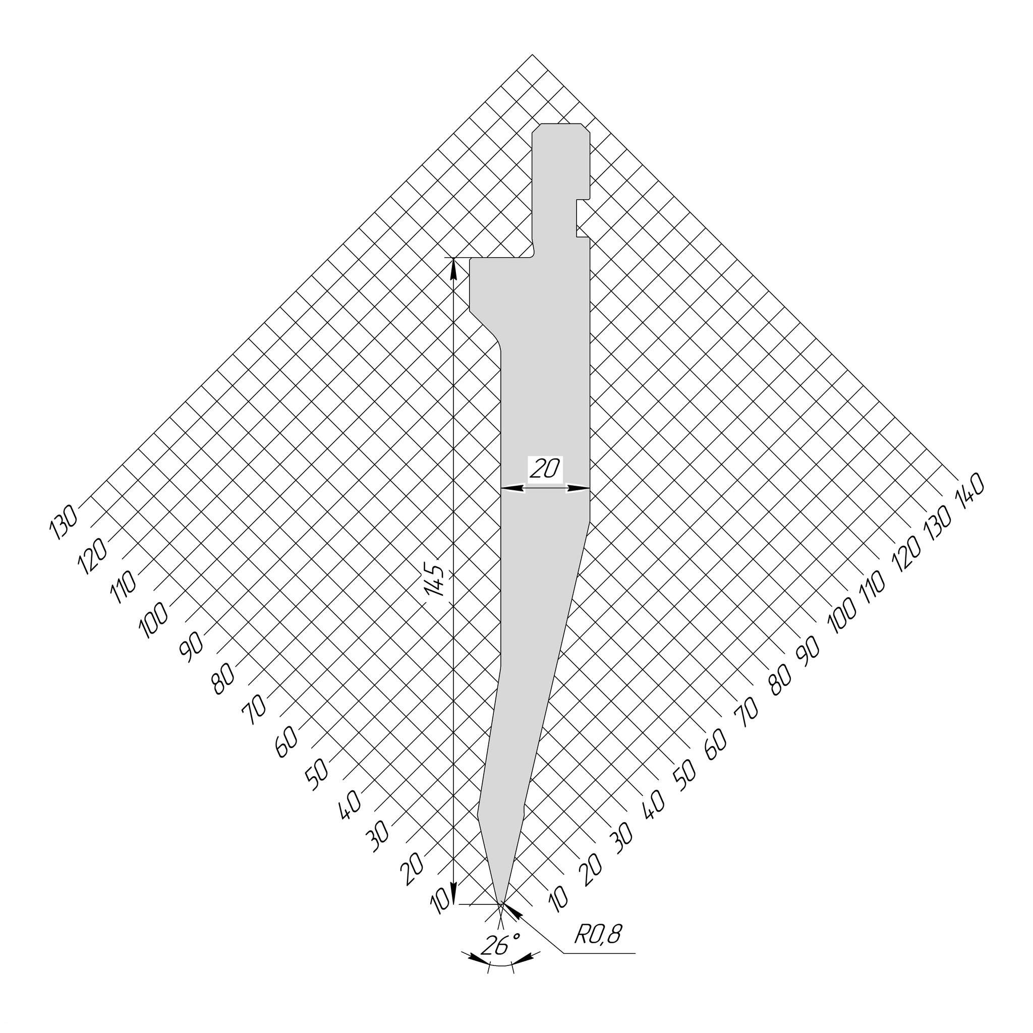 Пуансон AP 1311 26° H145 R0,8