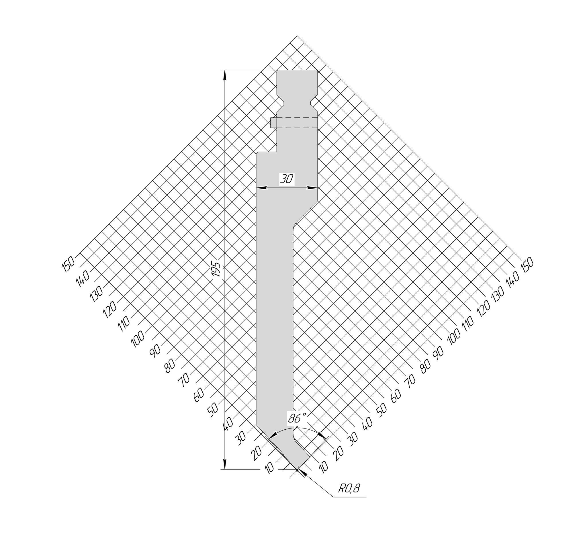 Пуансон TP 1235 86° H195 R0,8