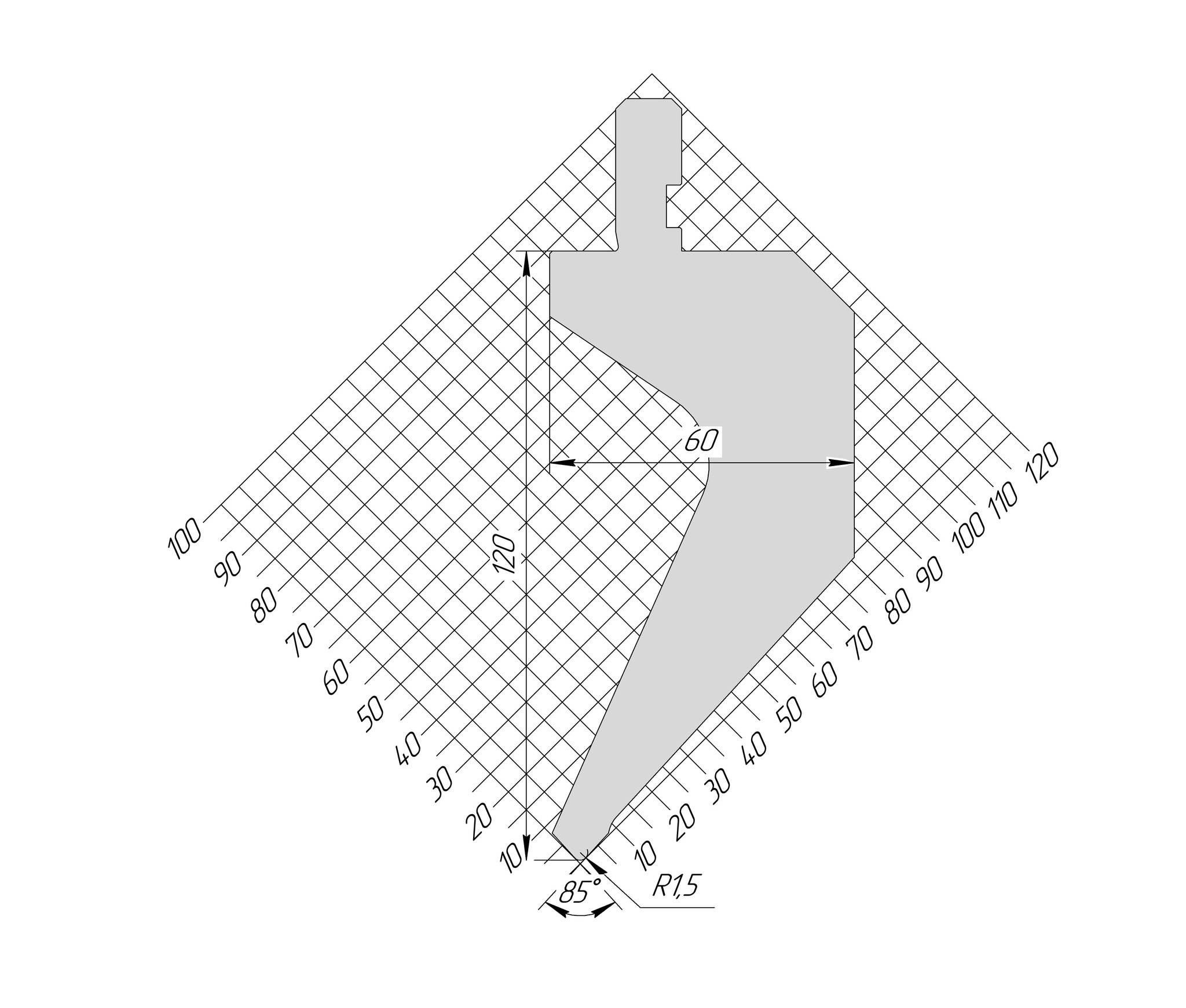 Пуансон AP 1322 85° H120 R1,5