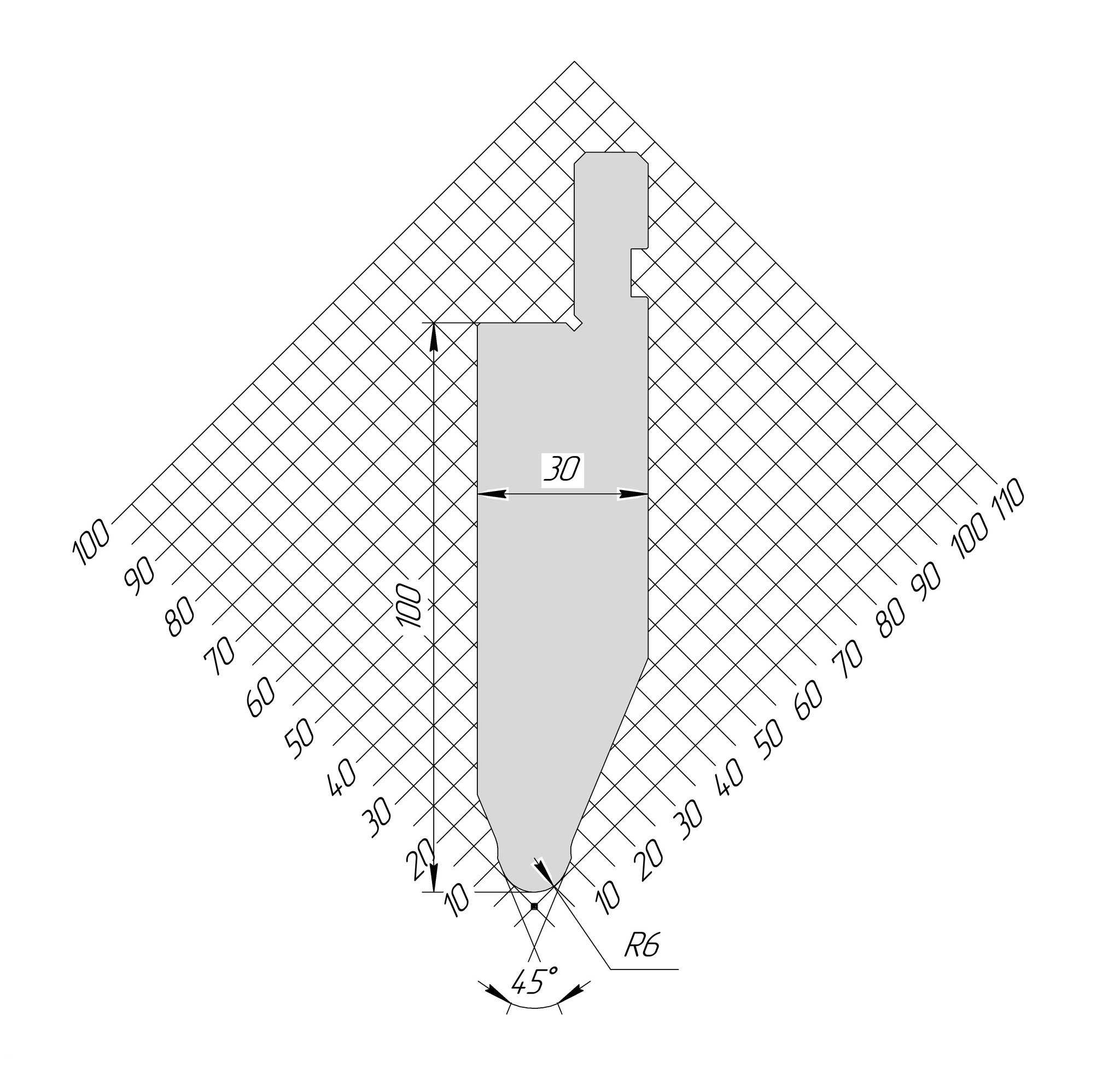 Пуансон AP 1053 45° H100 R6