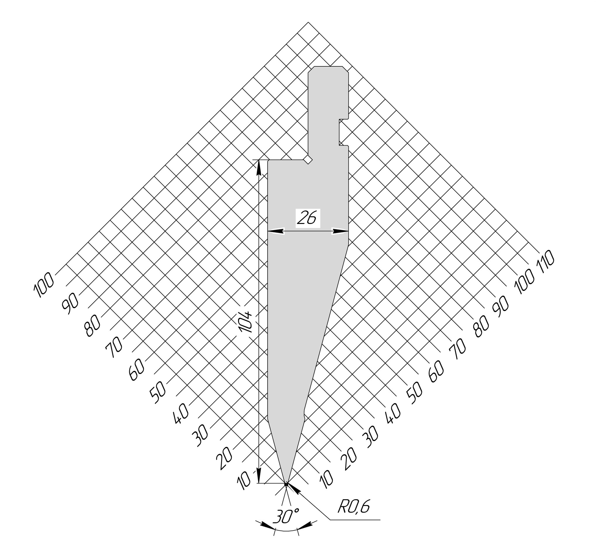 Пуансон AP 1193 30° H104 R0,6