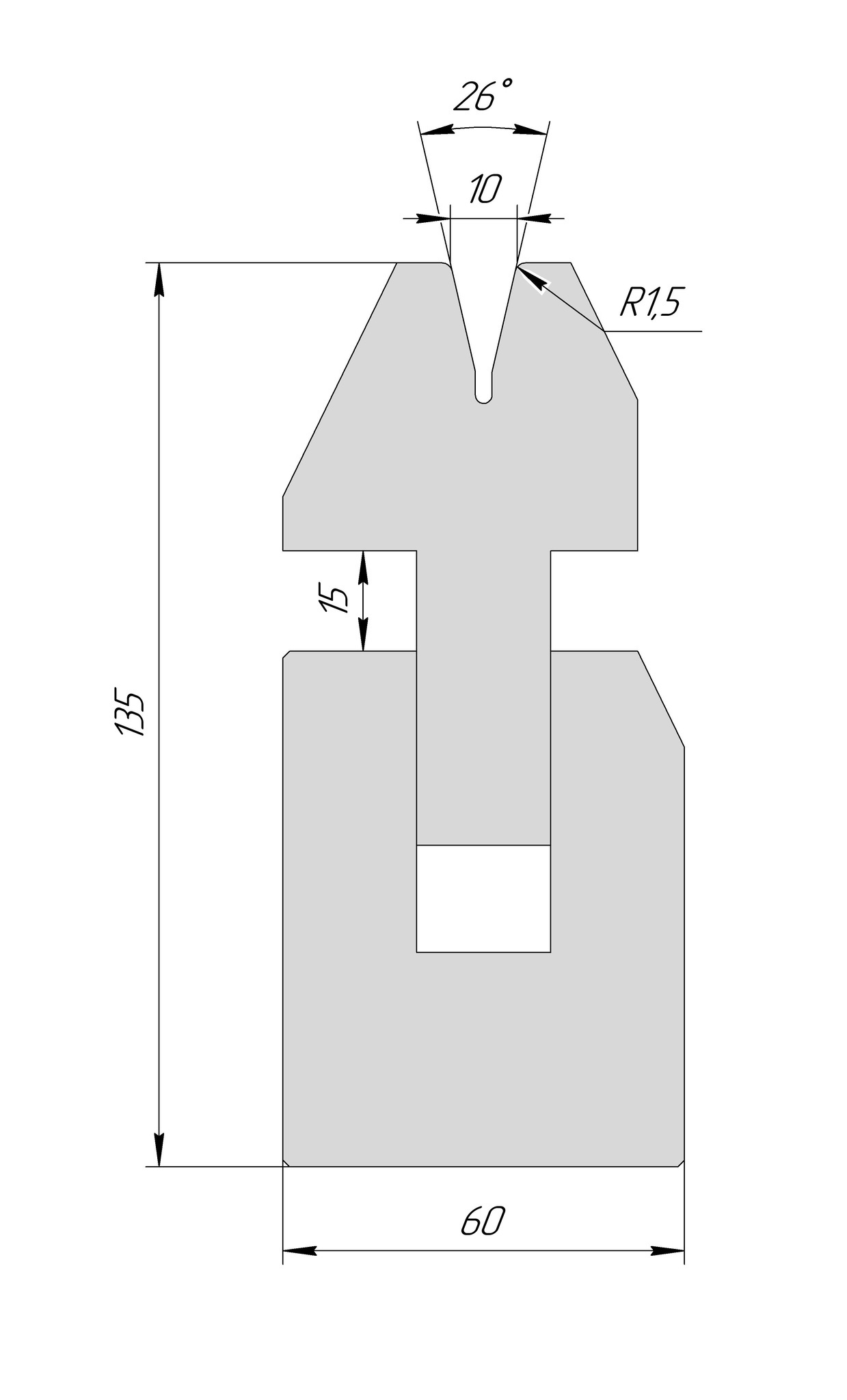 Матрица для плющения HT 3038 26° V10 H135